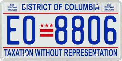 DC license plate EO8806