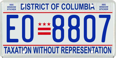 DC license plate EO8807