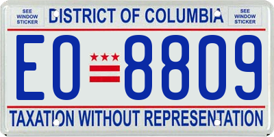 DC license plate EO8809