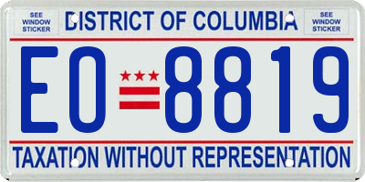 DC license plate EO8819