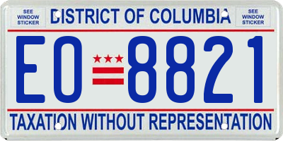 DC license plate EO8821