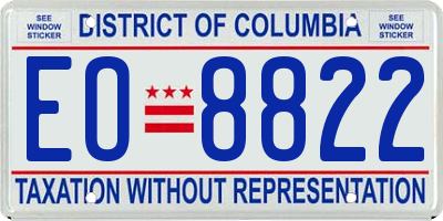 DC license plate EO8822