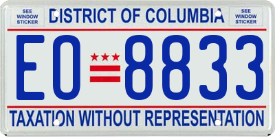 DC license plate EO8833