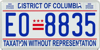 DC license plate EO8835
