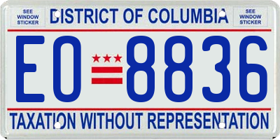 DC license plate EO8836