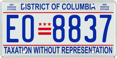 DC license plate EO8837