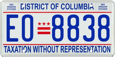 DC license plate EO8838