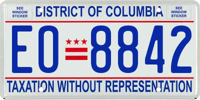 DC license plate EO8842