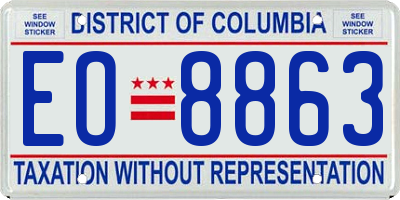 DC license plate EO8863