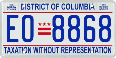 DC license plate EO8868