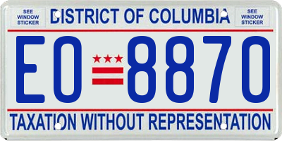 DC license plate EO8870