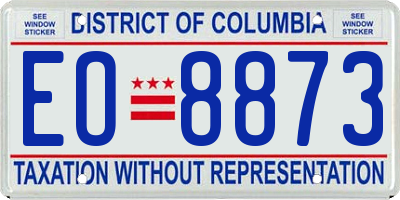 DC license plate EO8873