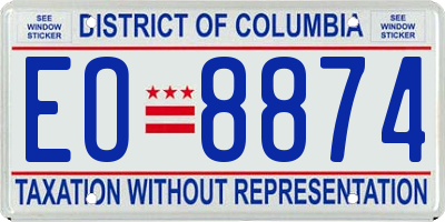 DC license plate EO8874