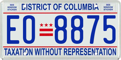 DC license plate EO8875