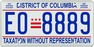 DC license plate EO8889