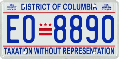 DC license plate EO8890