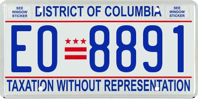 DC license plate EO8891