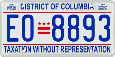 DC license plate EO8893