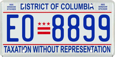 DC license plate EO8899