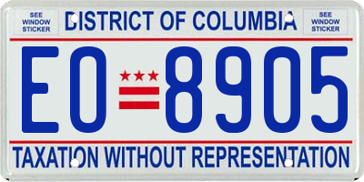 DC license plate EO8905