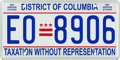 DC license plate EO8906