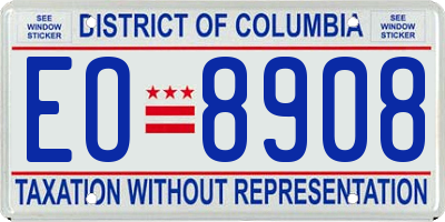 DC license plate EO8908