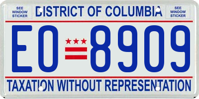 DC license plate EO8909