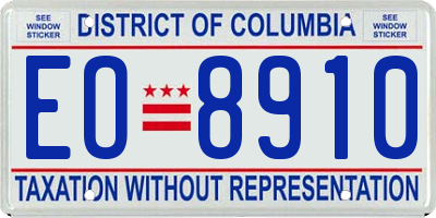 DC license plate EO8910