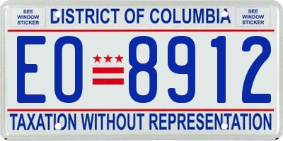 DC license plate EO8912