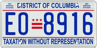 DC license plate EO8916