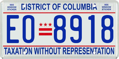 DC license plate EO8918