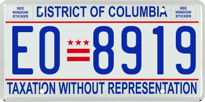 DC license plate EO8919