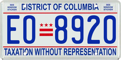 DC license plate EO8920