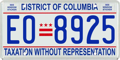 DC license plate EO8925