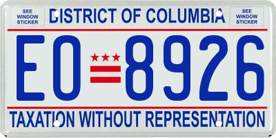 DC license plate EO8926