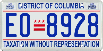DC license plate EO8928