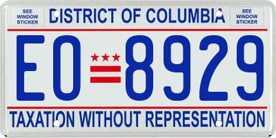 DC license plate EO8929