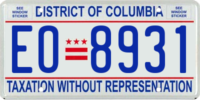 DC license plate EO8931
