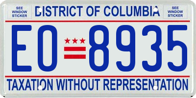 DC license plate EO8935