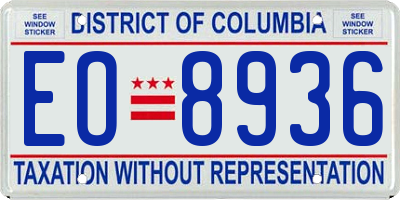 DC license plate EO8936