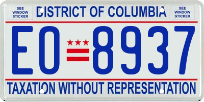 DC license plate EO8937