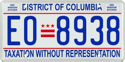 DC license plate EO8938