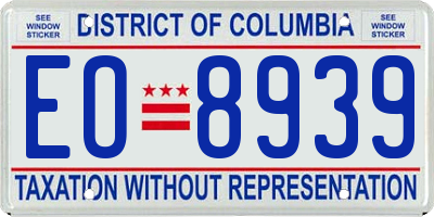 DC license plate EO8939