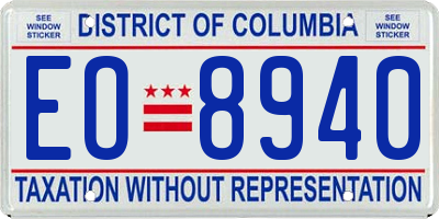 DC license plate EO8940