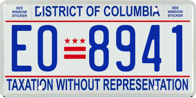 DC license plate EO8941