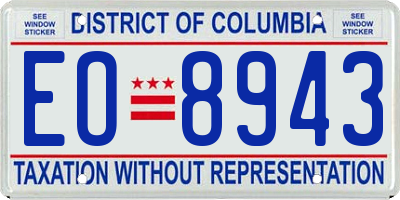 DC license plate EO8943