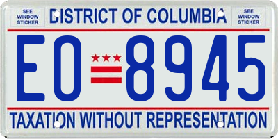 DC license plate EO8945