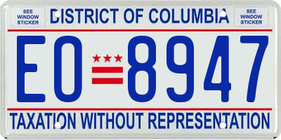 DC license plate EO8947