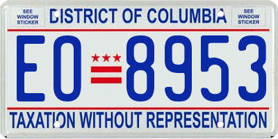 DC license plate EO8953