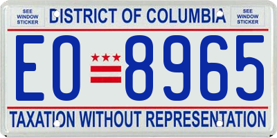 DC license plate EO8965